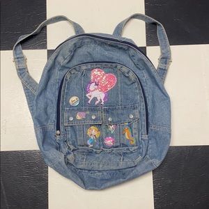 Denim Backpack With Unicorn and Mermaid Patches 🦄